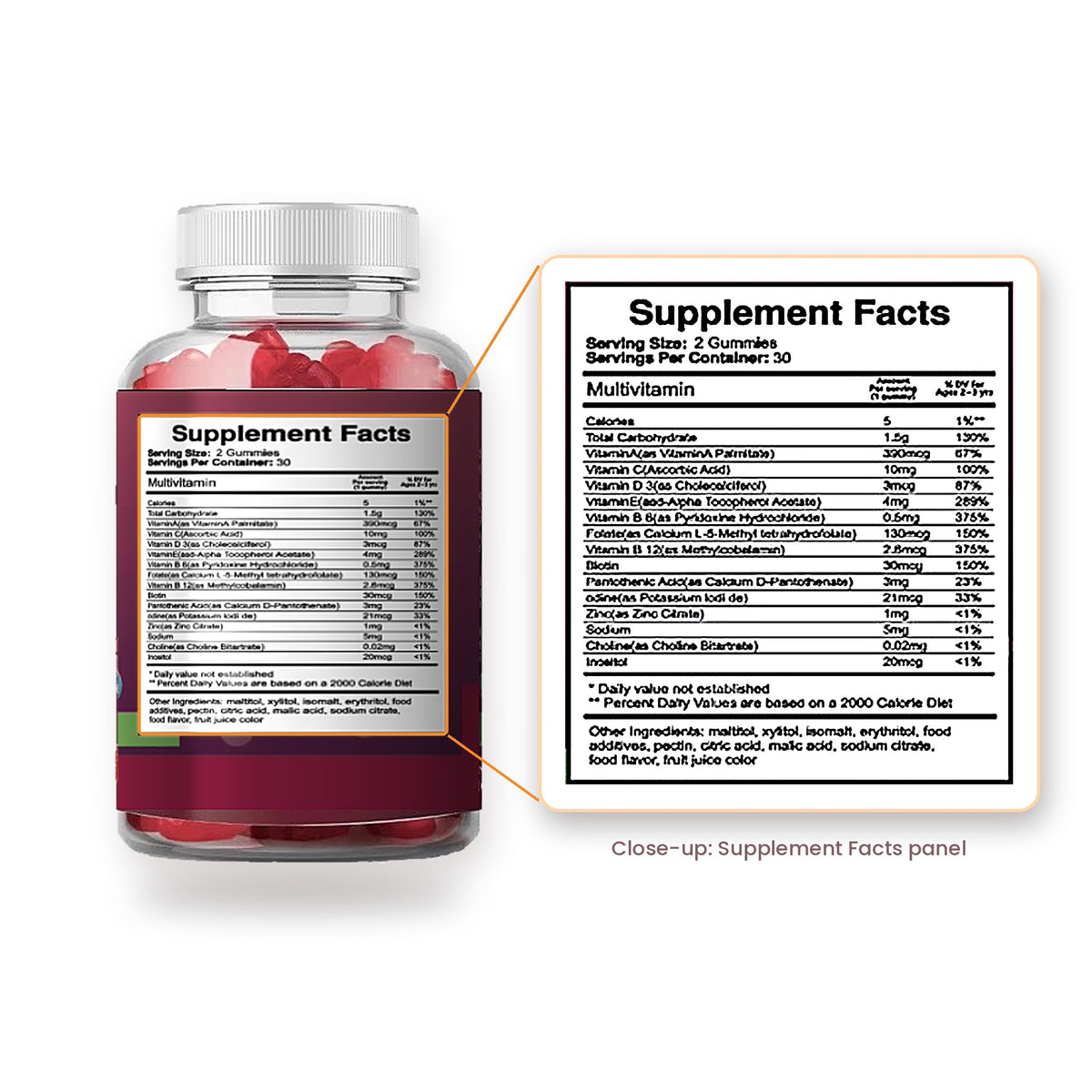 Kids Multivitamin Gummies orange flavour bottle
